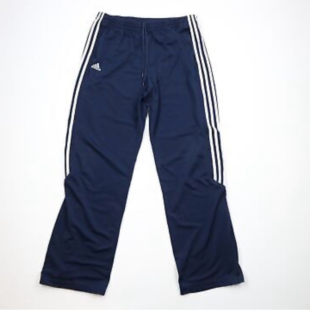 Vintage Adidas‎ Mens L Faded Spell Out Striped Wide Leg Sweatpants Pants Black